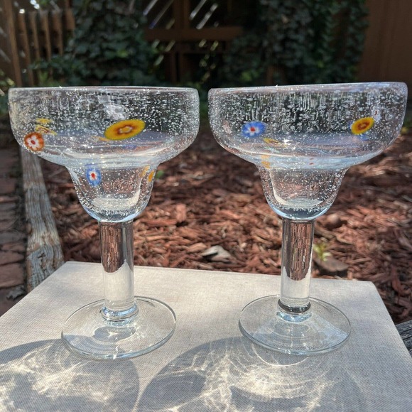 Crate&Barrel Dining Crate Barrel Millefiori Margarita Glasses Set